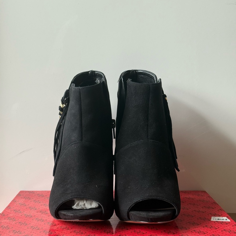 Elegant Black Peep-Toe Ankle Boots